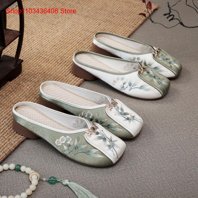 Ethnic Fashion - Nieuwe geborduurde pantoffels voor thuis, platte