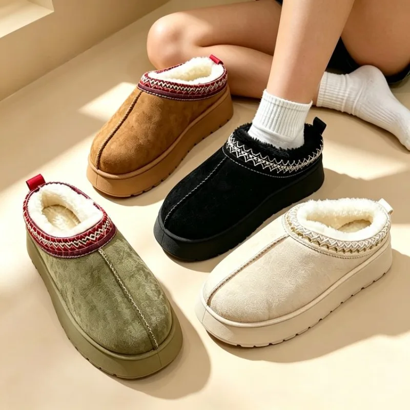 Ethnic Fashion - Nieuwe modieuze pluizige platformpantoffels voor dames,