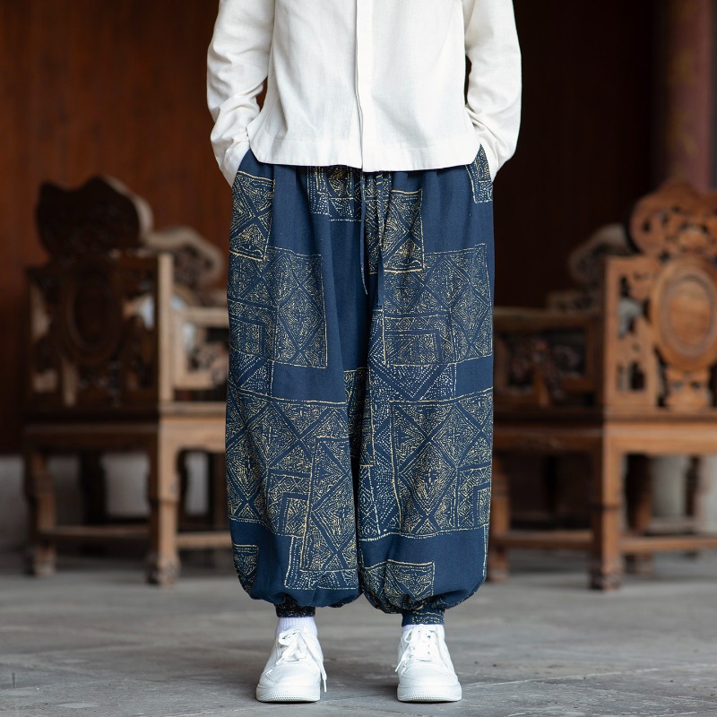 Ethnic Wear Men'S Fashion - Herenbroek in haremstijl, Chinese stijl, dun,