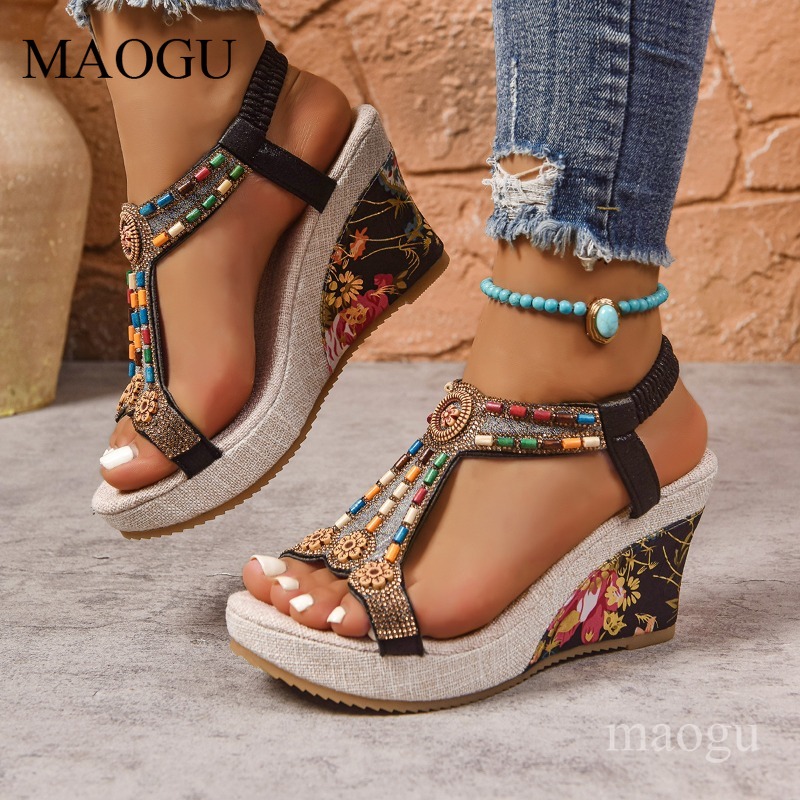 Boho sandalen met kralen en bl - Ethnic Modern Fashion recensie en prijs